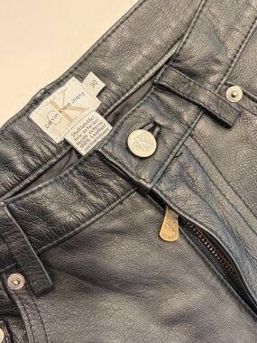 Vintage 90s Calvin Klein Leather Pants Men’s 30×32 Black